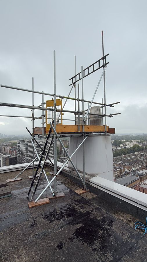Temporary roof scaffold